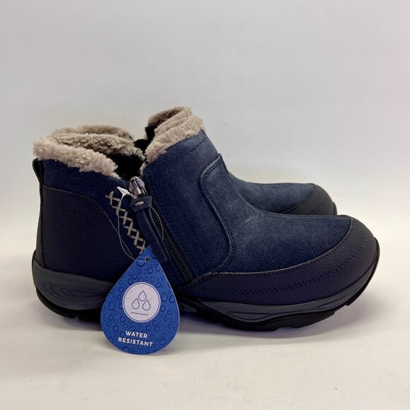 Easy Spirit Epic Cold Weather Slip-On Bootie Size 7.5M Navy Faux Fur Lined - Picture 5 of 16
